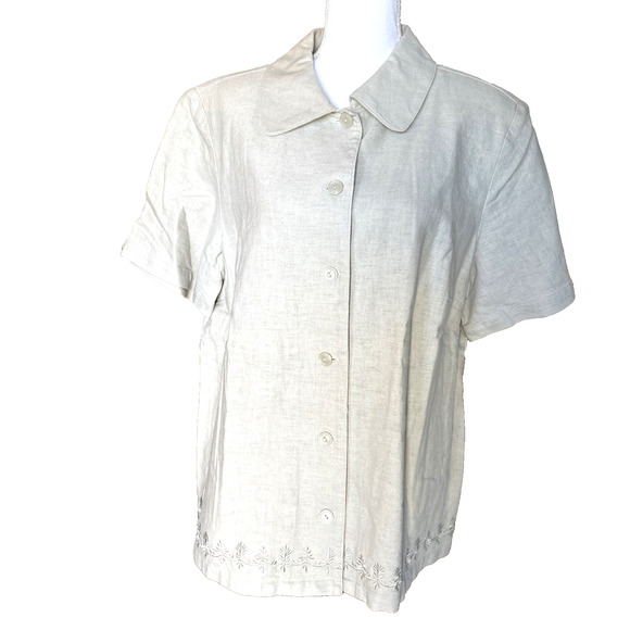 Sag Harbor Shirt Women 1X Linen Cotton Button Up - Picture 1 of 8